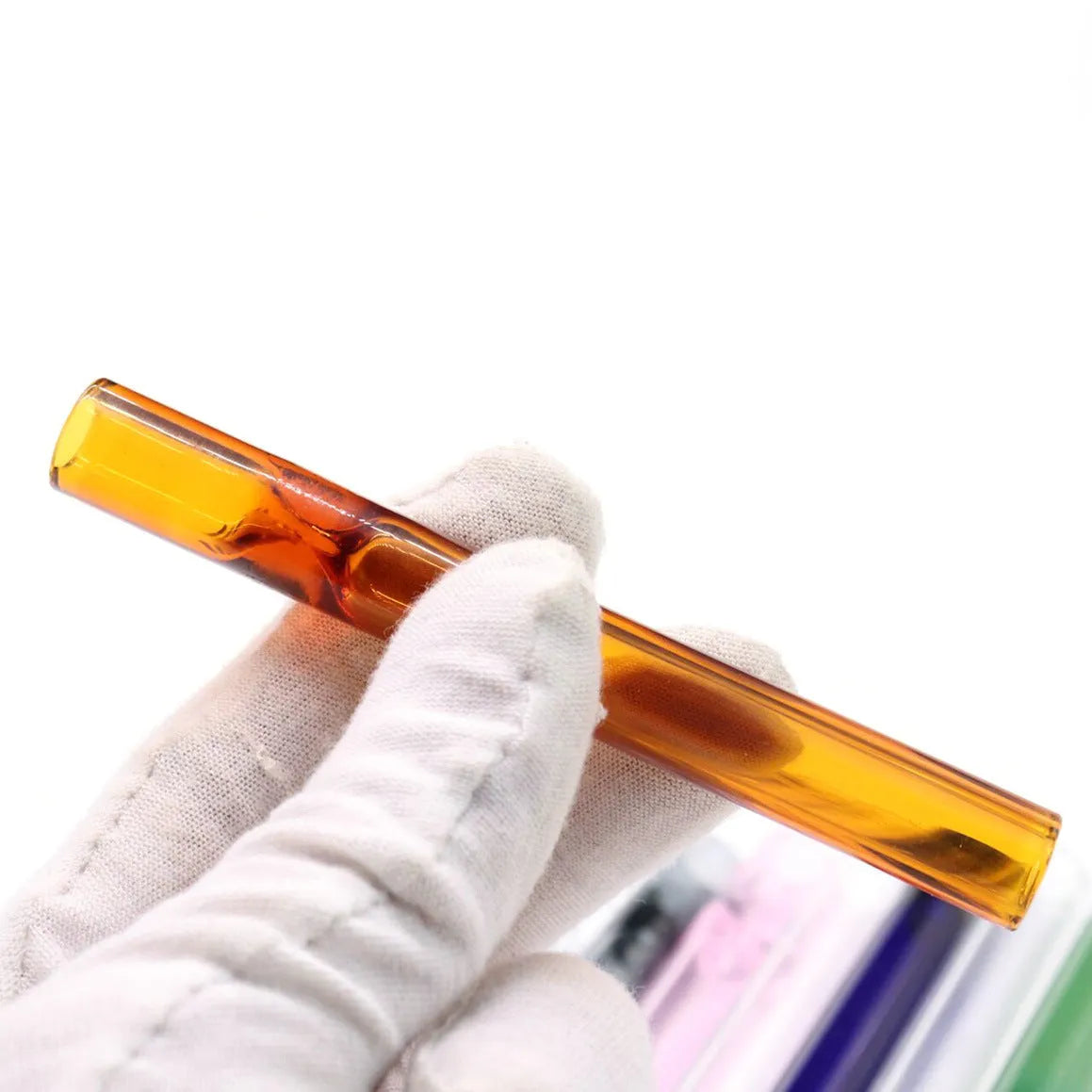 Clear glass telescopic straight smoke pipe with a suction nozzle