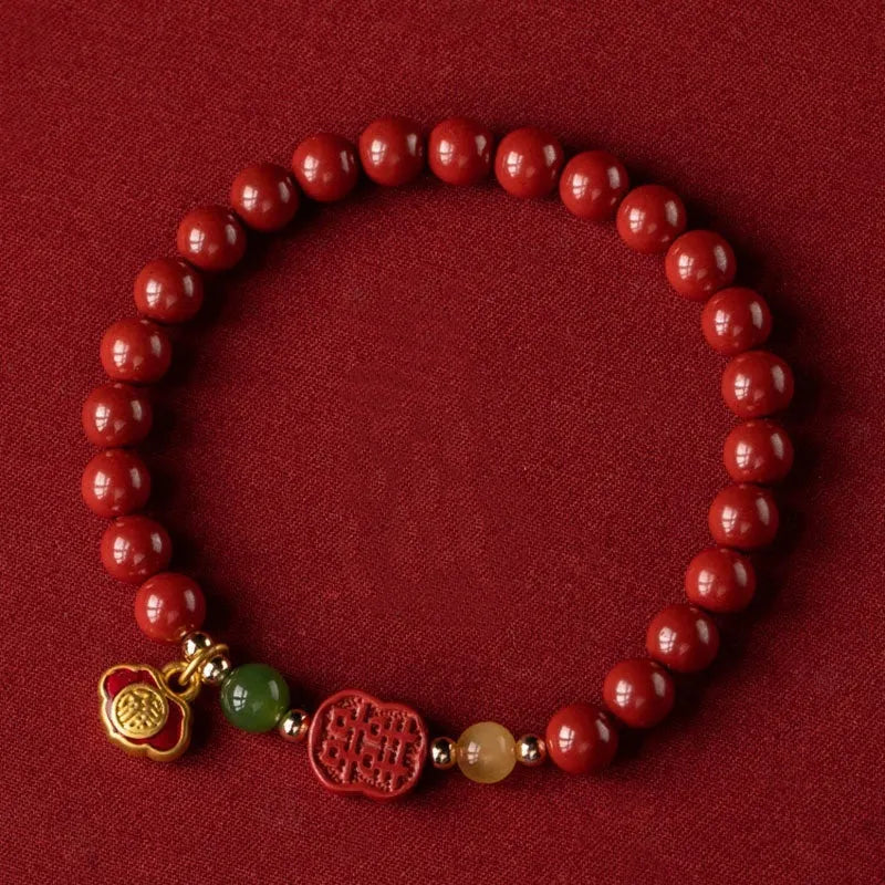 New Chinese style bracelet with Emperor sandstone beads and fu character in 6mm or 8mm size.