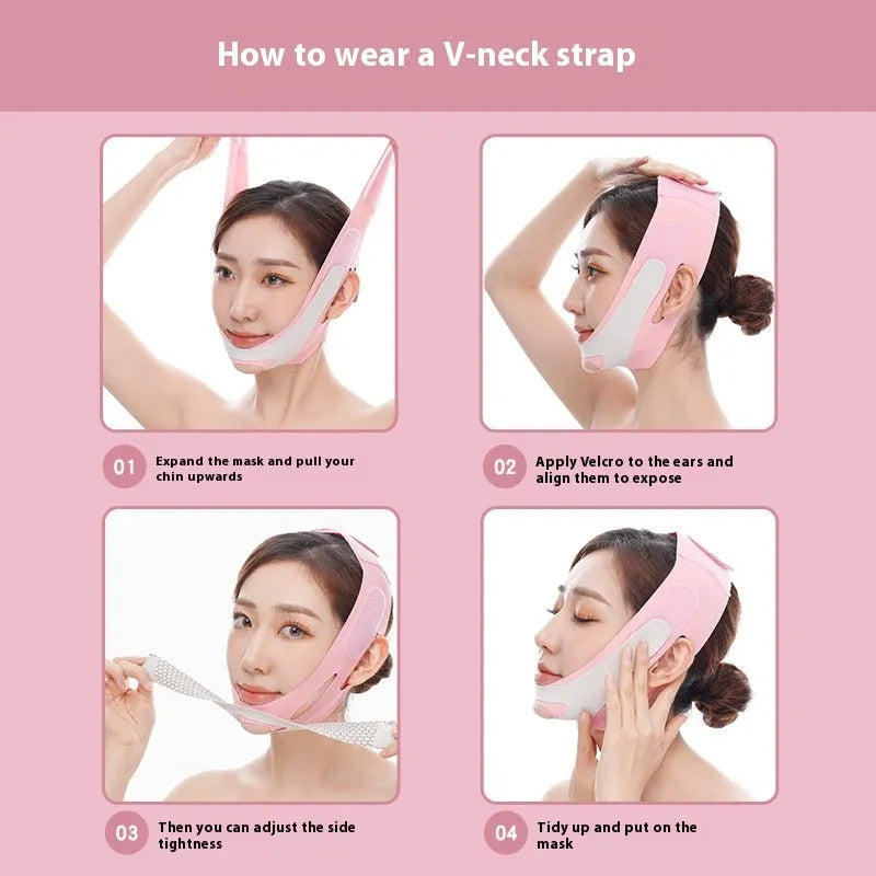 Far infrared elastic V face bandage facial care tool in black or pink