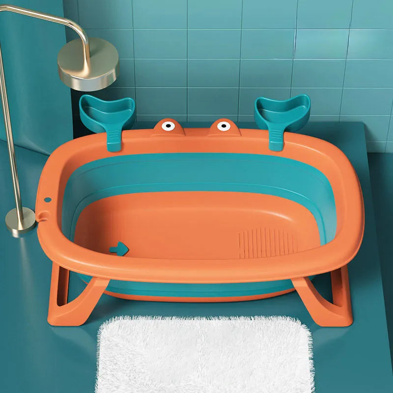 Foldable blue portable plastic pet tub for washing a small dog or cat
