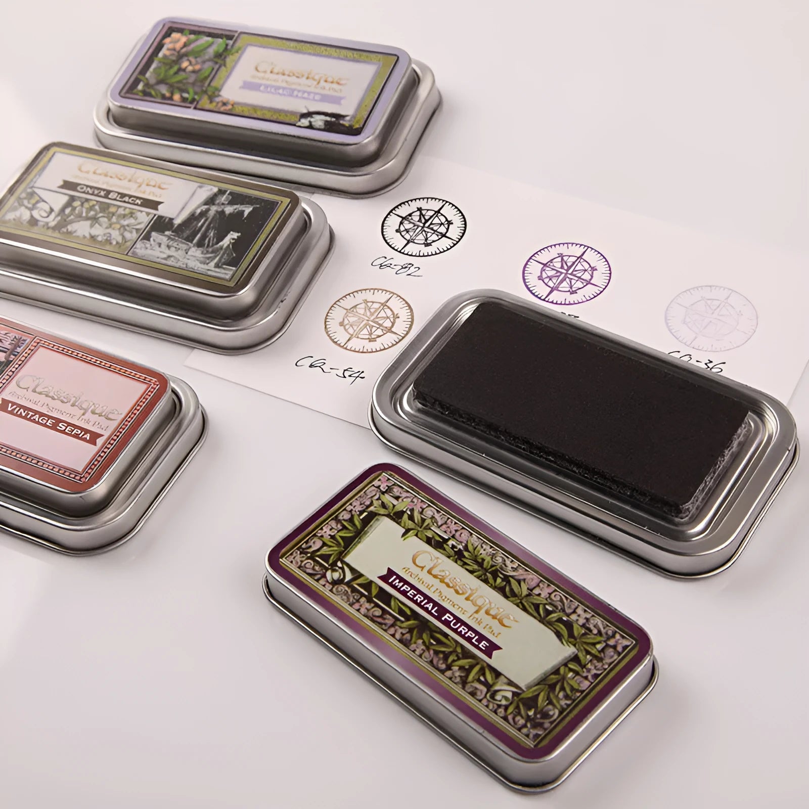 Rectangular oily ink pad for notebook rubber stamps in five colour options