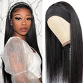 Headband wig with long synthetic hair in straight, curly and wine red colour options