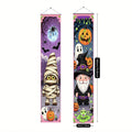 Pair of vertical Halloween couplet banners in polyester fabric measuring 30x180cm for holiday decoration