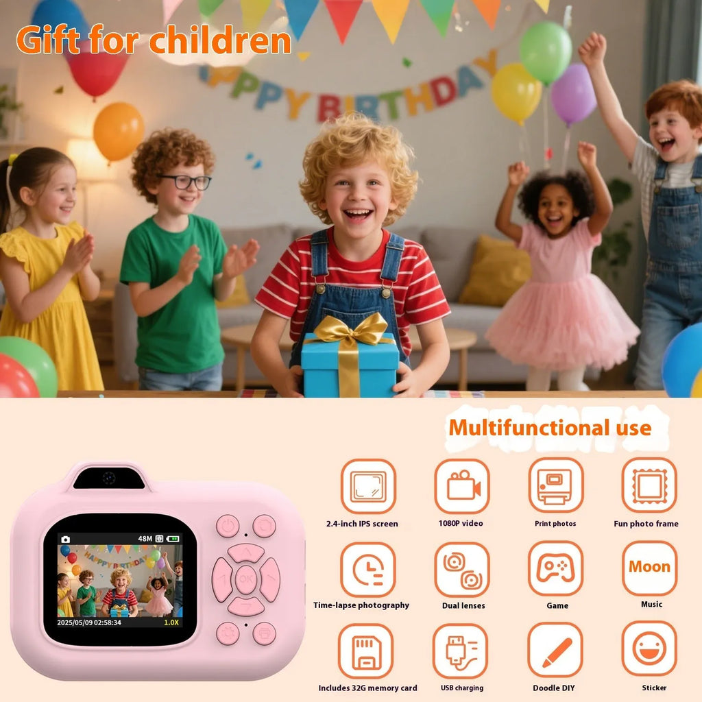 Children's plastic digital camera in blue colour with video recording and game functions
