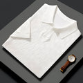 Men's short sleeve business casual lapels sweater in mulberry silk jacquard knit