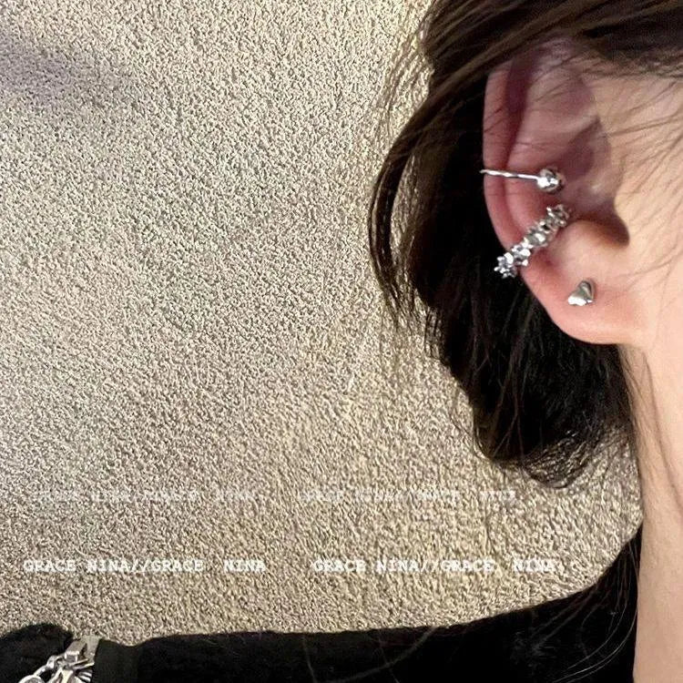 Women's alloy clip-on earrings with geometric irregular frosty design