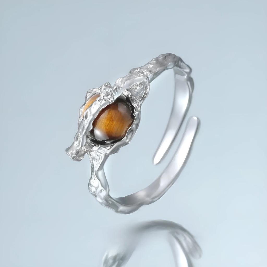 Women's Saturn design open ring with adjustable opening in white gold colour finish