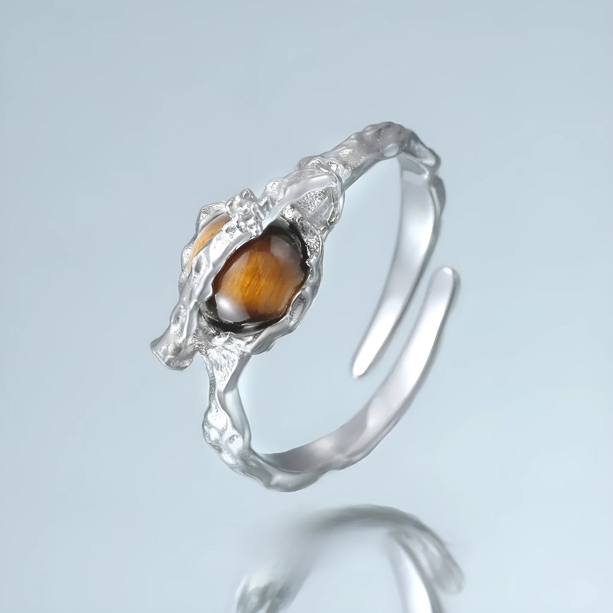 Women's Saturn design open ring with adjustable opening in white gold colour finish