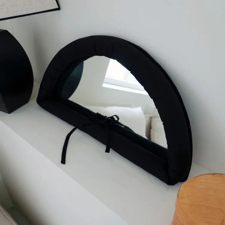 Hanging cotton-filled fabric mirror in white, black, or sapphire blue with 23X40X5CM dimensions