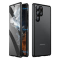 Black metal magnetic phone case with peep-proof mirror for Samsung Galaxy S24 Ultra