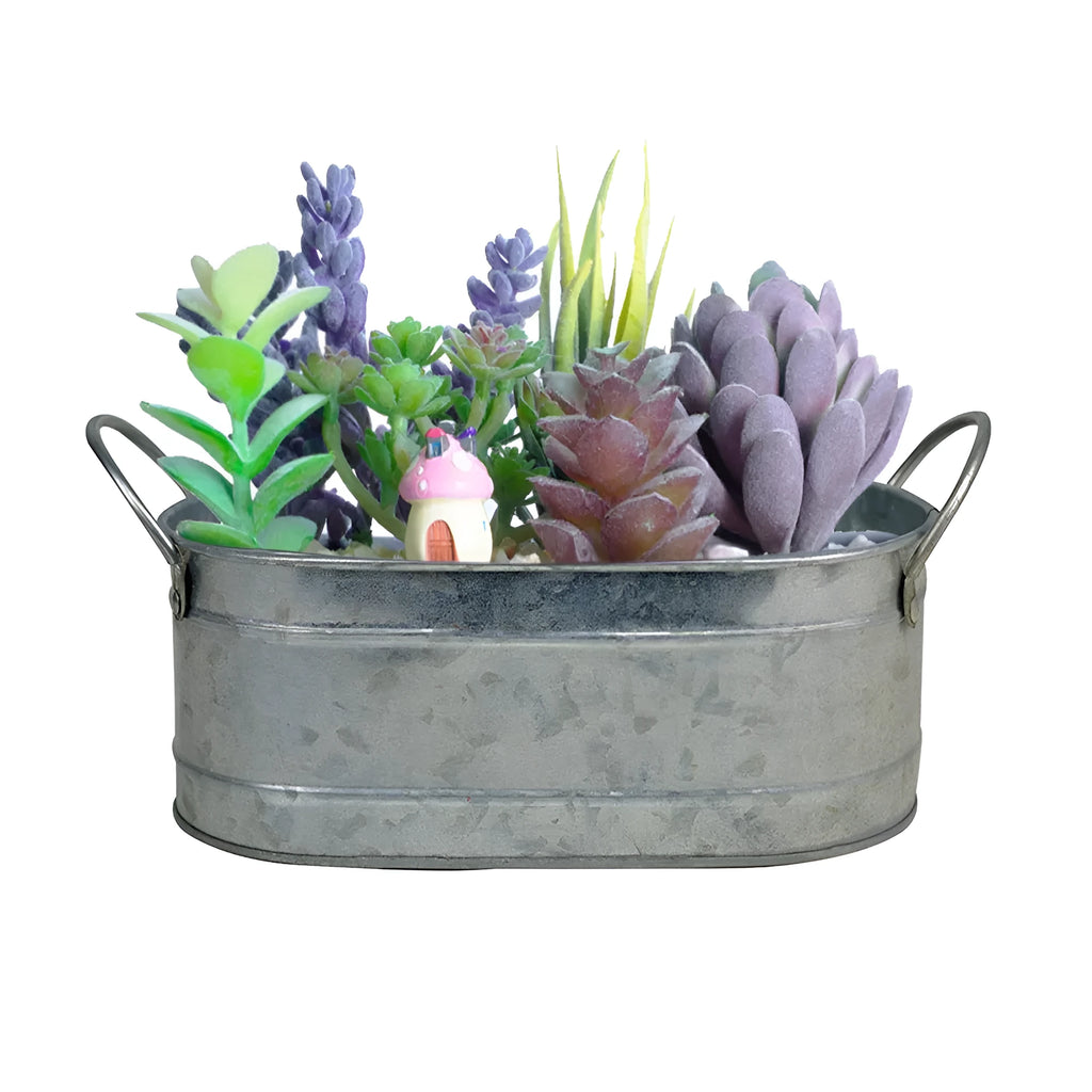 Iron sheet desktop flowerpot for succulents with corrosion-resistant metal construction