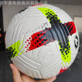 Fluorescent green Size 5 football with seamless thermal adhesive patch construction.