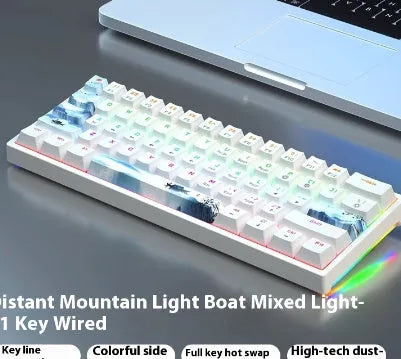 61-key computer mechanical keyboard with tea shaft switches in multiple colour combinations