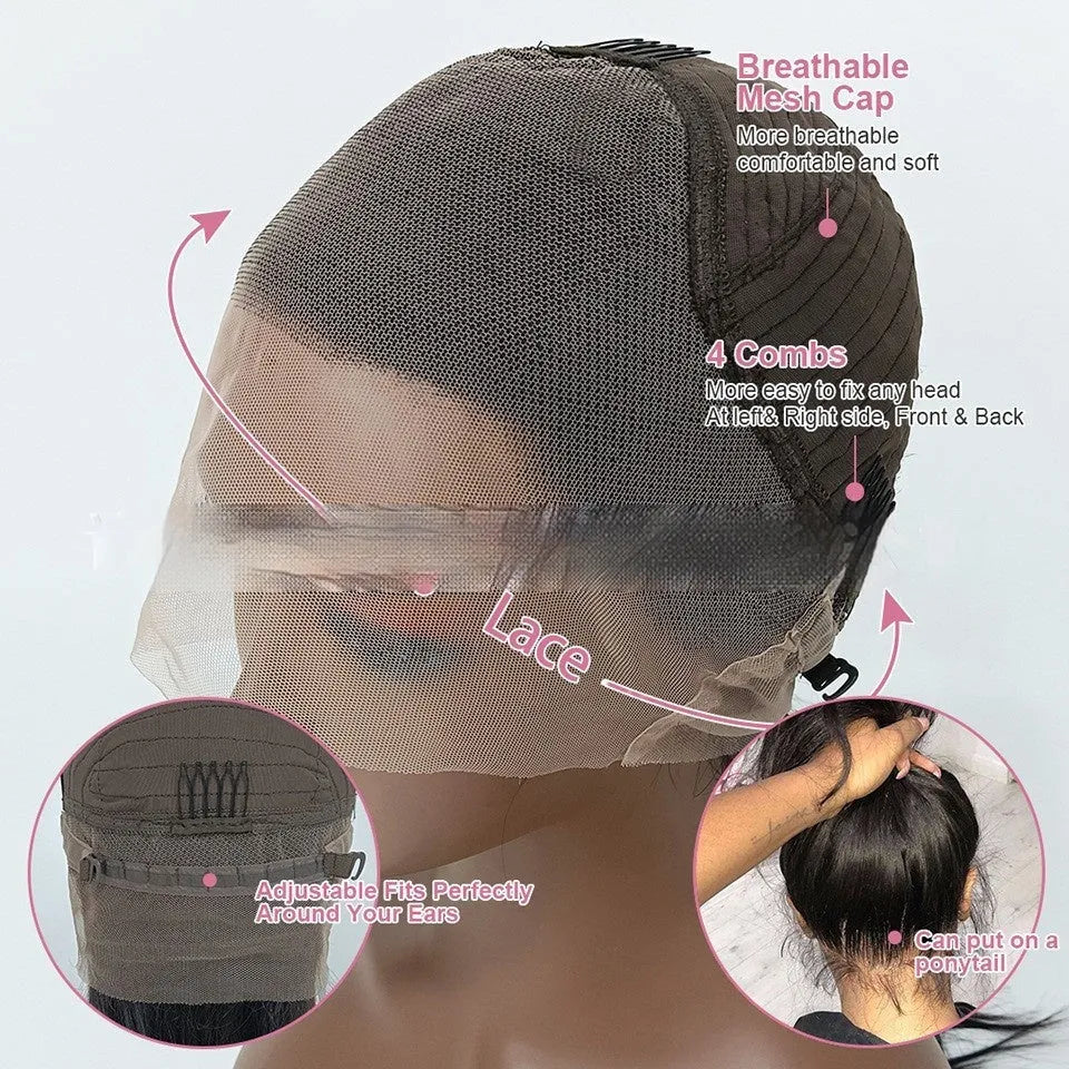 A Ruili style gradient wig made from real human hair on a mannequin head, showcasing the lace front construction.