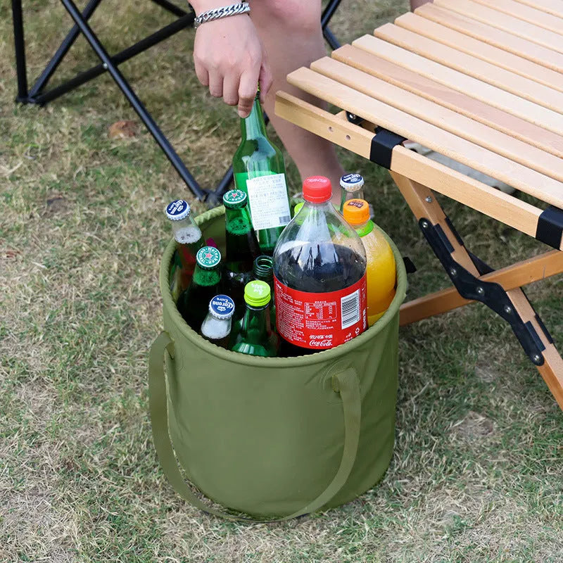 Army Green outdoor folding telescopic duct made from PVC mesh cloth, shown in a collapsed state