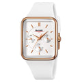Square silicone waterproof watch for girls in multiple colour options showing 10.8mm thickness