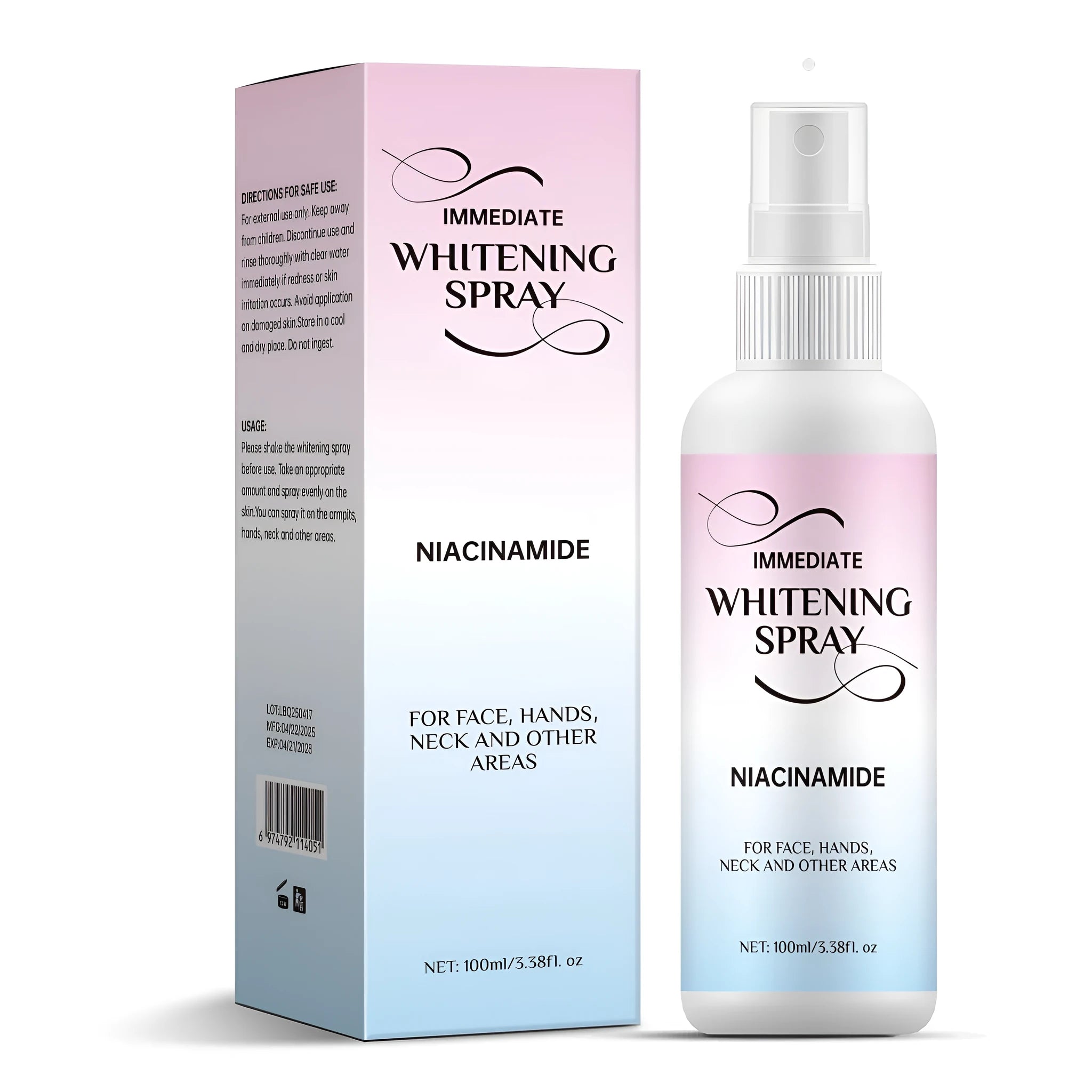 100ml whitening sweat-proof spray bottle for skin brightening