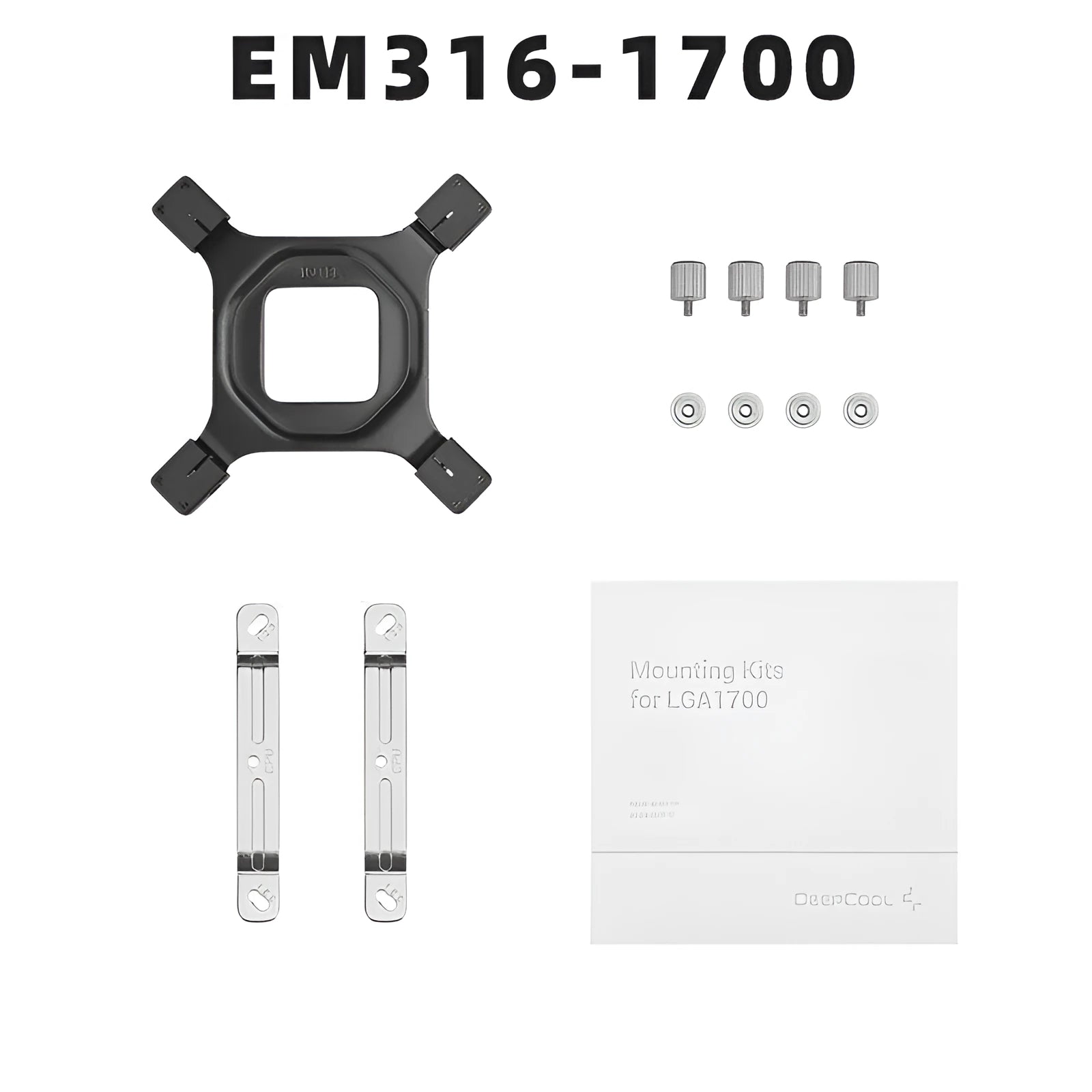 LGA1700 CPU cooler mounting kit with five style options and cleaning alcohol bag