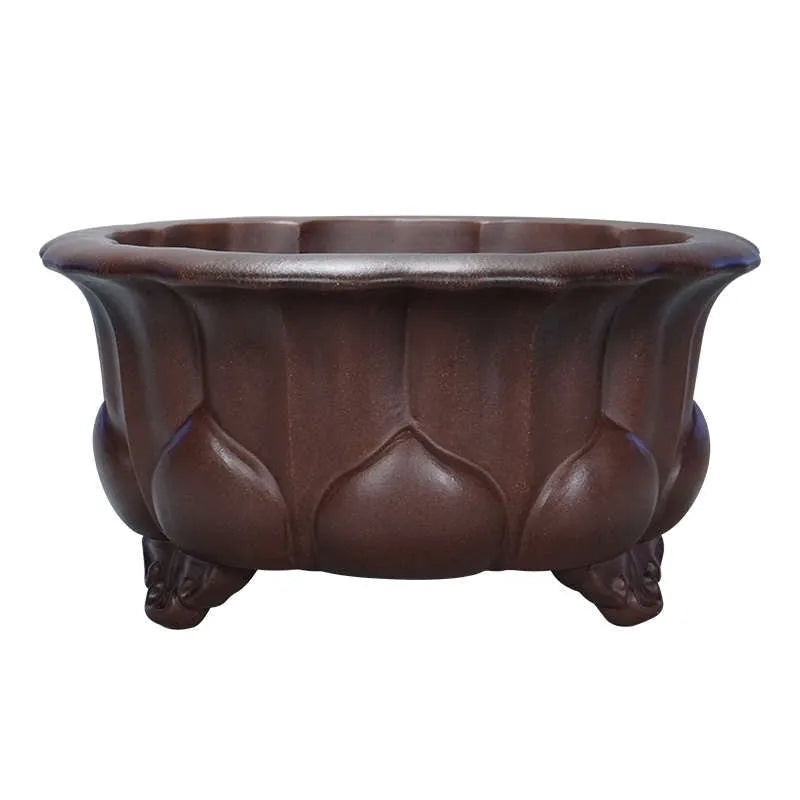 Purple sand flowerpot with petal basin design, antique red mud finish, measuring 37x37x20cm