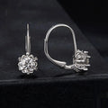 Sterling silver flower bud clip-on earrings with 0.5 carat moissanite centrepiece and white gold plating