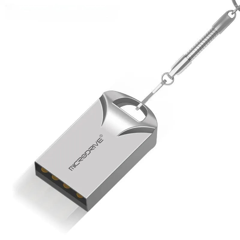 Compact black and silver metal USB flash drive showing its small 23mm size.