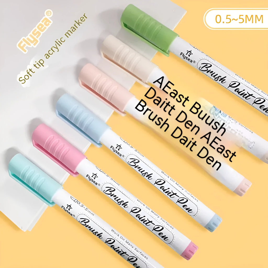 Set of soft tip gouache pens in a case, showing multiple vibrant acrylic marker colours.