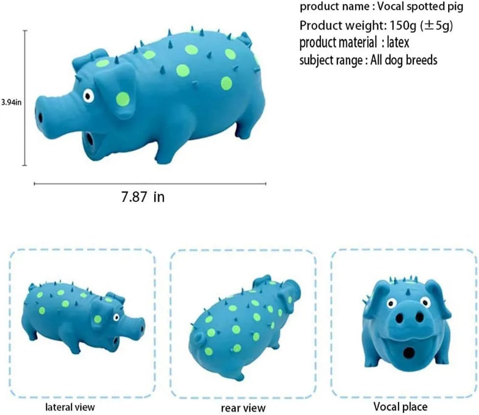 Pig-shaped squeaky dog chew toy in assorted colours for aggressive chewers