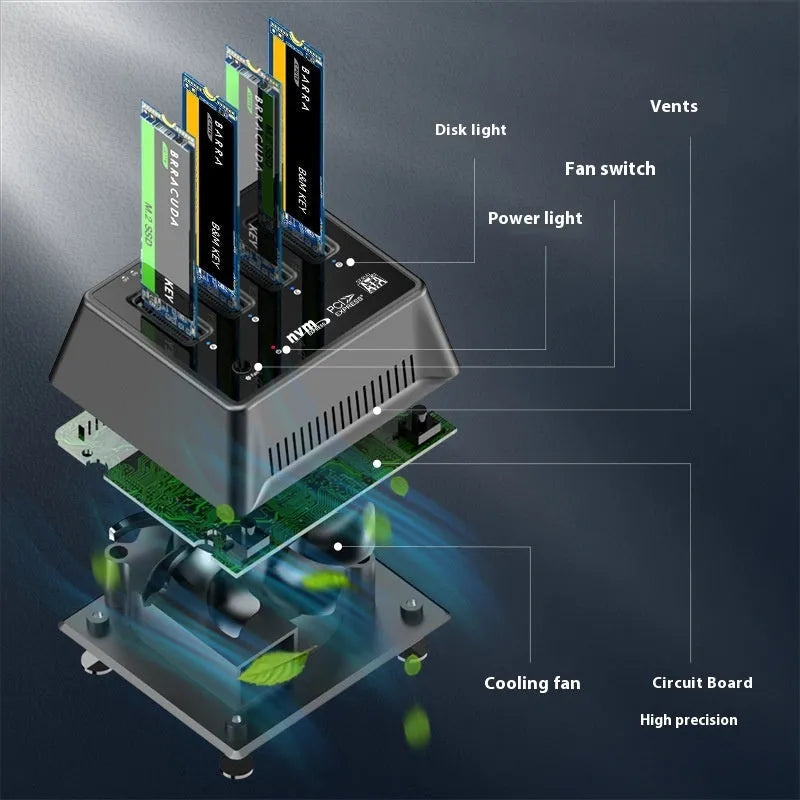 Aluminium alloy M.2 dual protocol SSD cooling cover with 90x78x34mm dimensions