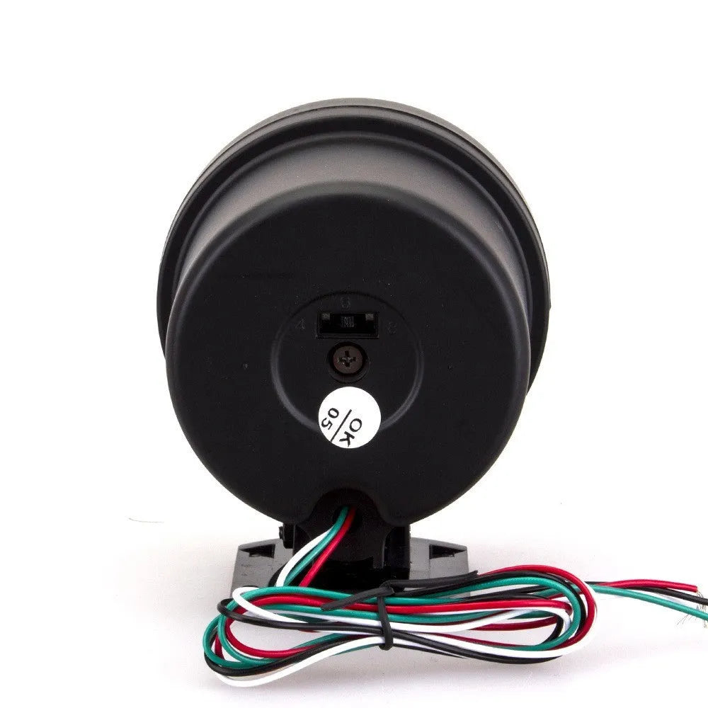 Black automotive tachometer with blue light pointer display and 95mm plastic housing