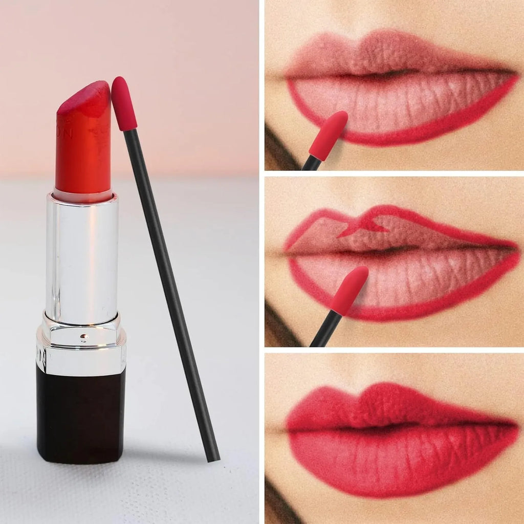 Pack of multi-colour disposable lip brush applicators with black handles and soft flocked tips.