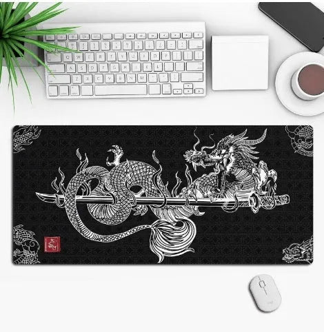 Anime design gaming mouse pad with non-slip rubber base shown on a desk