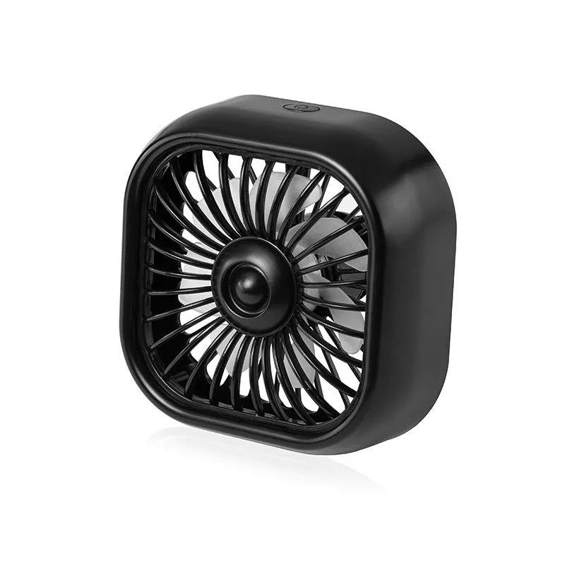 USB car fan with keyboard controls and three speed settings in black colour