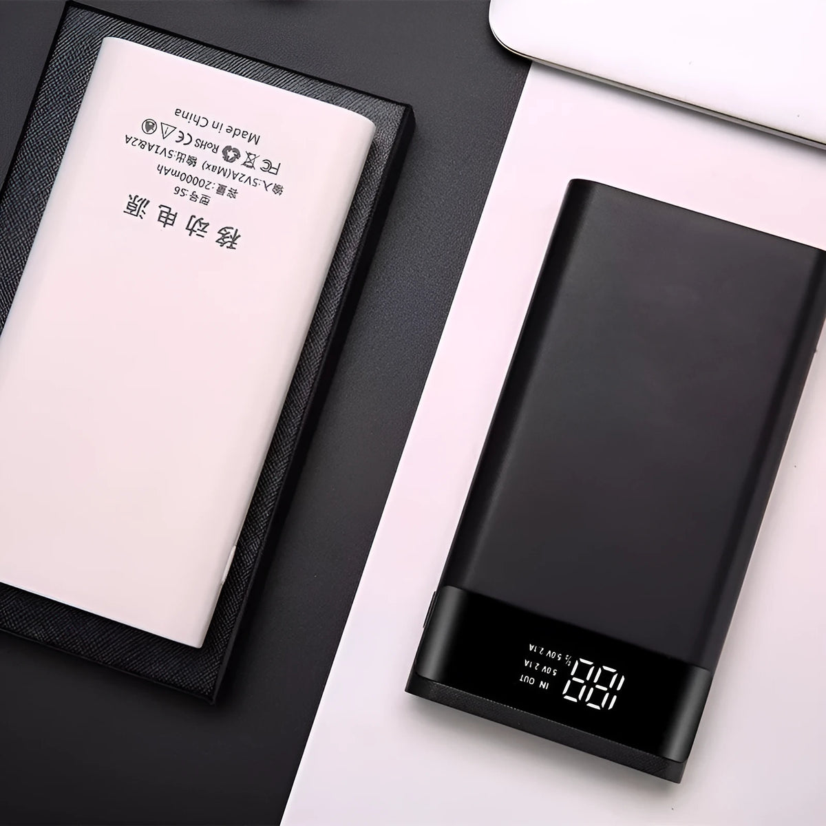 Digital display power bank DIY kit with plastic shell and multiple USB ports