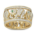 Alloy elephant ring with full diamond design in AJZ1935 elephant colour, size 8 shown