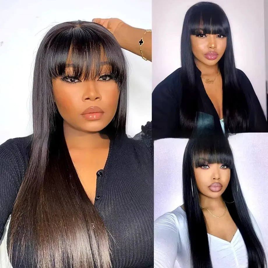 Women's natural colour human hair wig with full-mechanism headgear on a stand