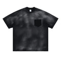 Men's black cotton short-sleeved t-shirt with letter print and loose street fashion style