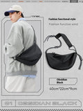 Men's black nylon messenger bag with 40L capacity for commuting and exercise
