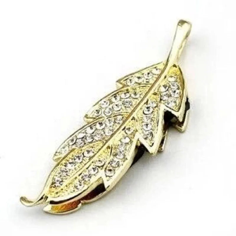 Silver metal maple leaf crystal jewellery USB flash drive showing detailed design