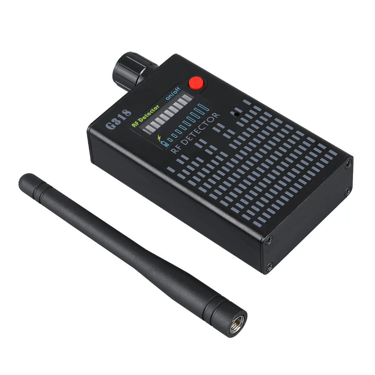 Black G318 handheld bug detector with aluminium alloy housing for counter-surveillance