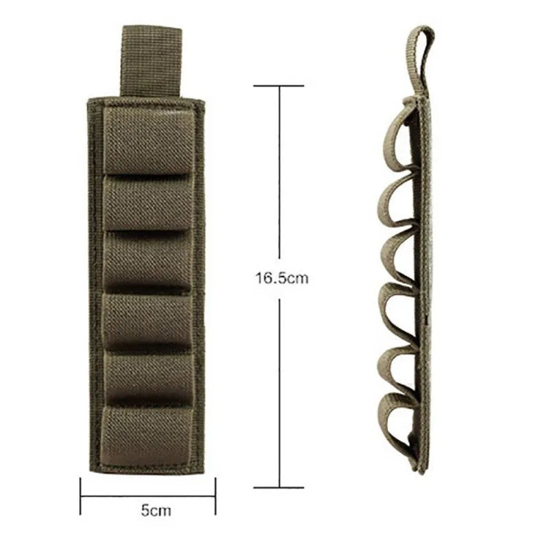 6-hole tactical storage sticker in 1000D nylon with six elastic loops, measuring 5 by 16.5 cm