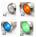 10mm stainless steel edge plastic indicator light with wire terminals and flat metal base