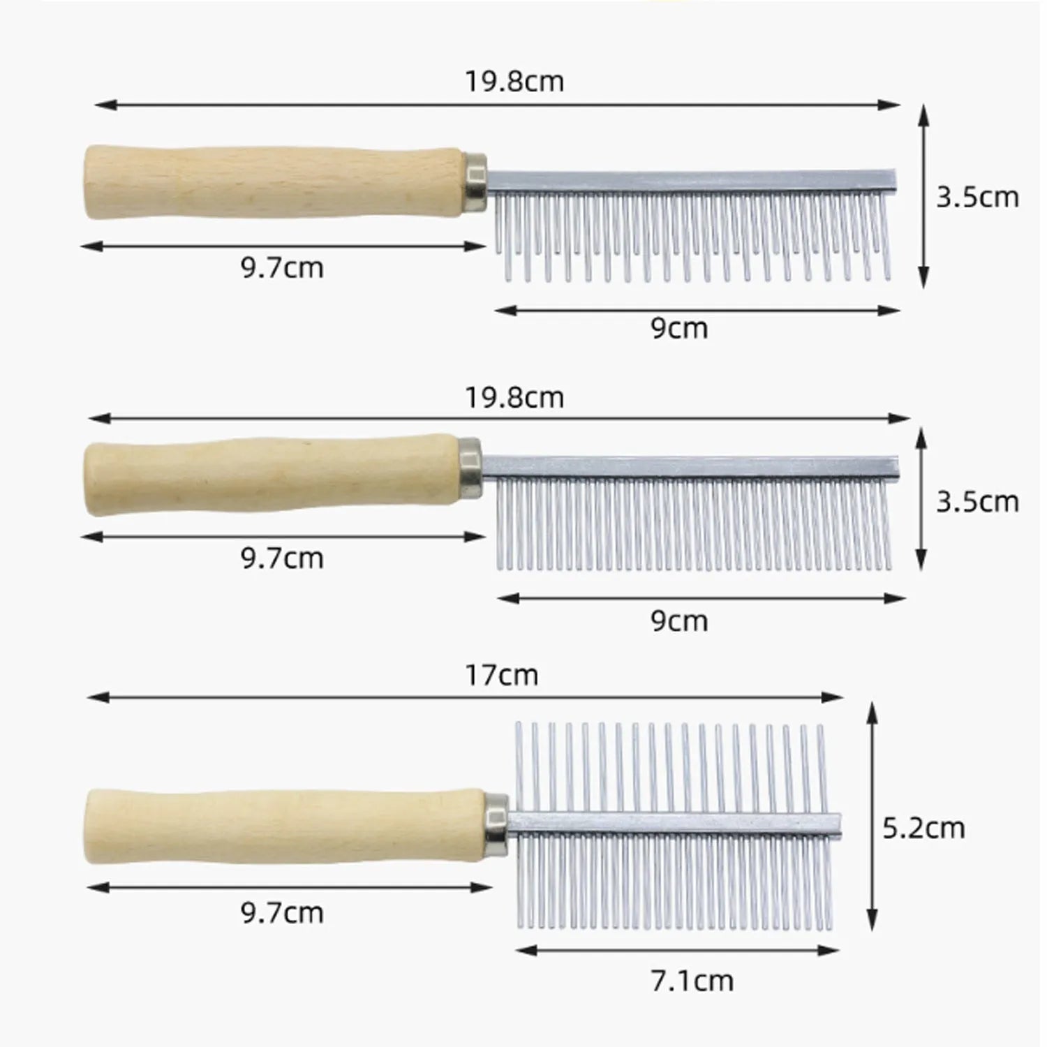 Wooden handle pet grooming comb with round needles for dogs and cats