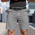 Men's straight leg shorts trousers in micro-elastic polyester available in nine solid colours