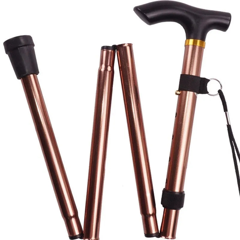 Aluminium alloy folding walking cane with adjustable 85-95cm height and non-slip handle