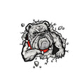 Square grey dog pattern paper sticker for motorcycle customisation, 17cm x 17cm.