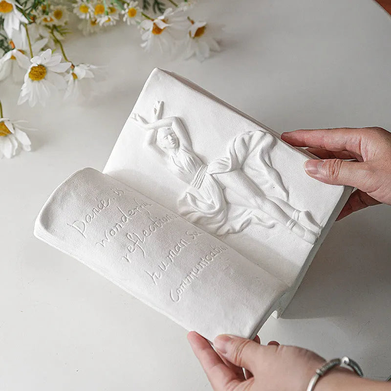 Glazed ceramic book stand ornament in modern simplicity style for desktop storage and office decoration
