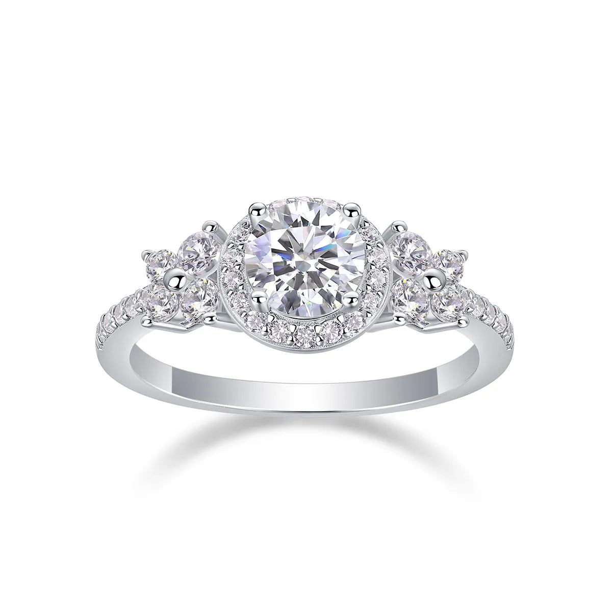 1 carat moissanite wedding ring set in S925 silver with platinum plating, sizes 5 to 9, gift box and GRA certificate