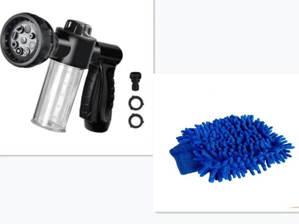 Green high pressure foam spray gun with adjustable nozzle for car washing and garden cleaning