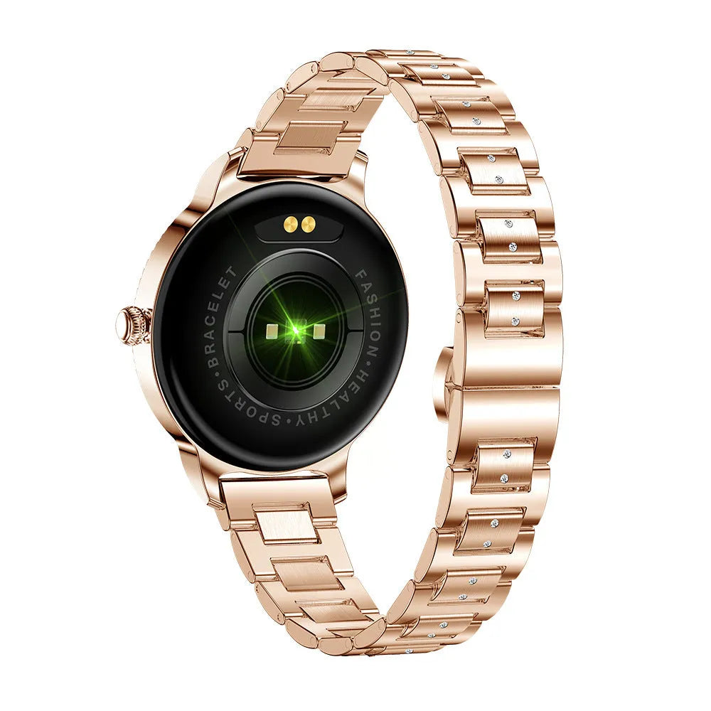 AK38 ladies smart watch with stainless steel bracelet and 1.09-inch colour screen