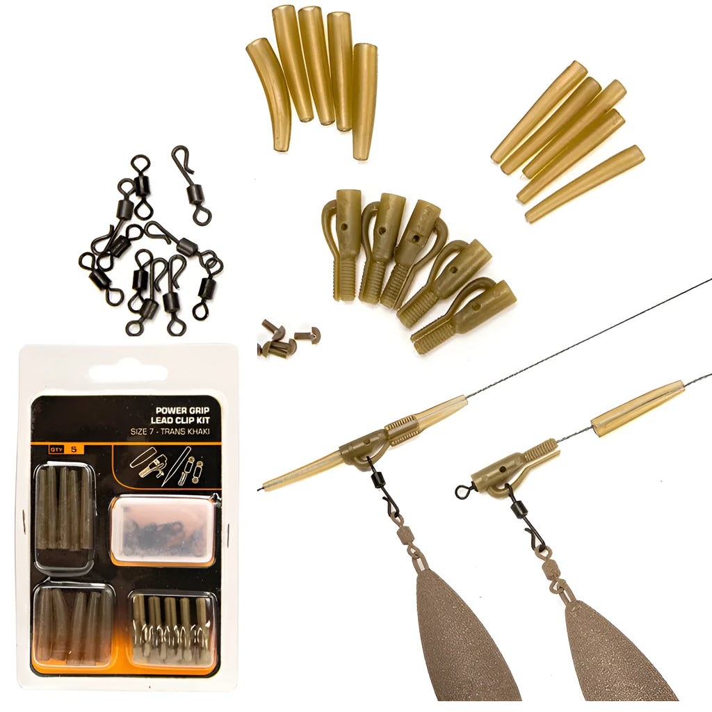 30-piece European carp fishing accessory set with anti-winding pipe, threaded hose, rotation and screw components
